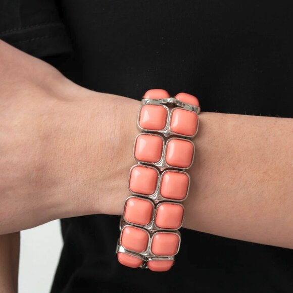 Paparazzi Jewelry - Double The DIVA-ttitude - Orange Bracelet - Vintage - Picture 3 of 4